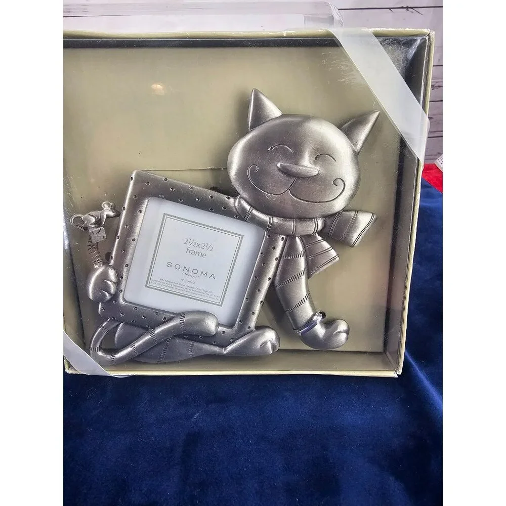 Silver Kitty Frame-Cat Frame-Photo Frame-Sonoma Photo Frame-Mouse- Picture Frame